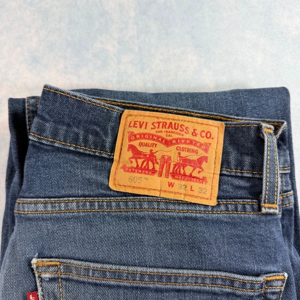 Levis 505 Regular Fit Jeans Mens 32x32 Blue Good Straight Leg Denim